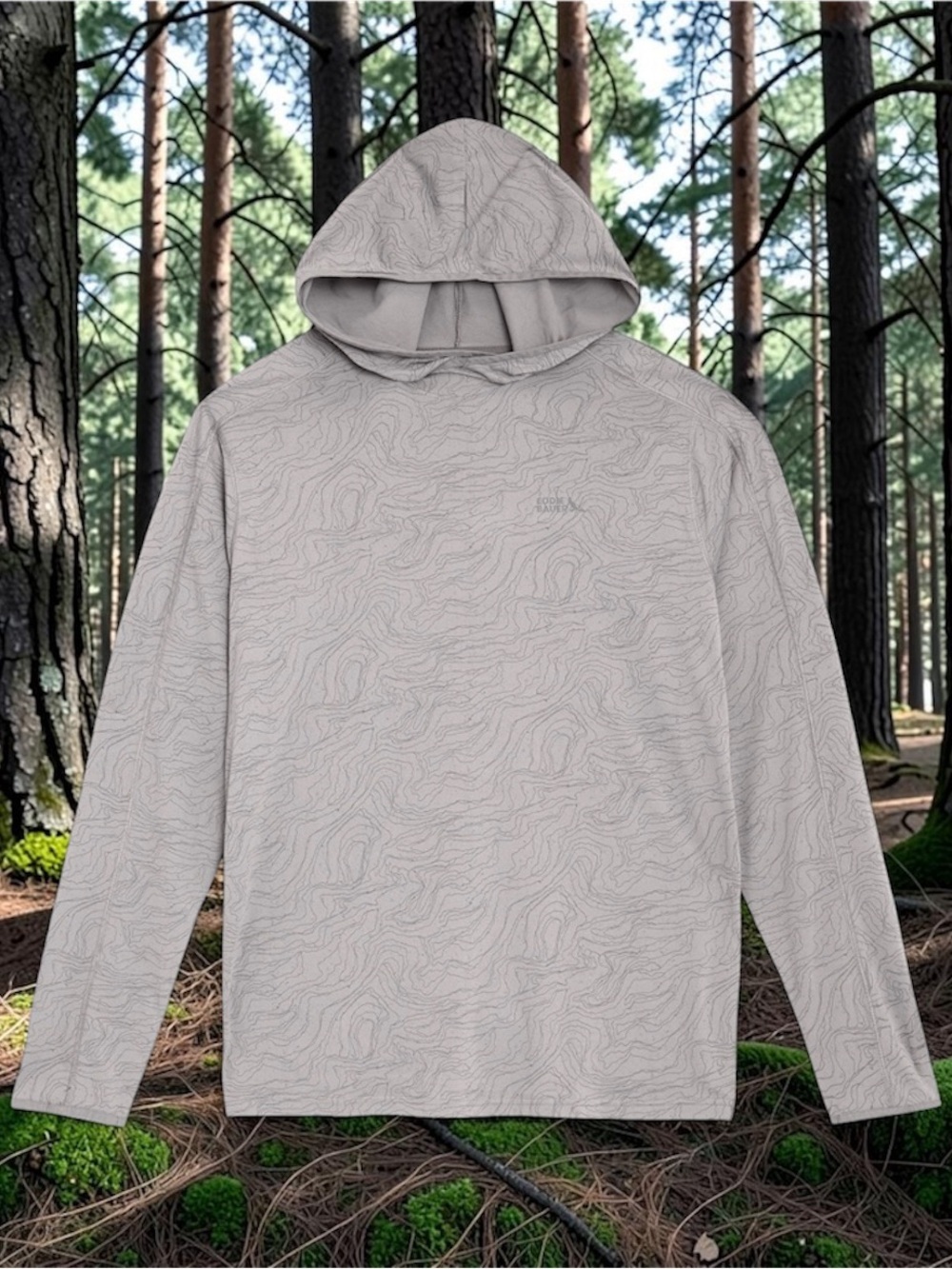 Eddie Bauer Light Gray Hooded Long-Sleeve Top